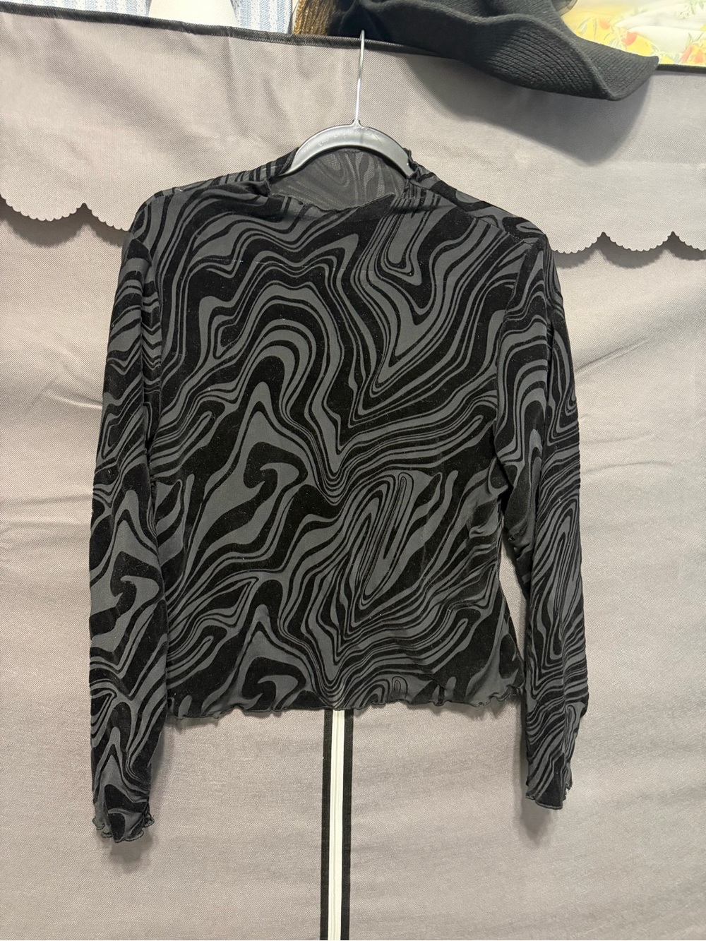 Black Mesh & Velvet sheer top